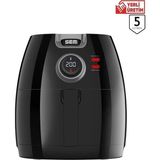 St. Morritz Akıllı Aircook 5lt Yağsız Kızartma Sıcak Hava Fritöz - Airfryer 8 Program 1650WATT - Siyah