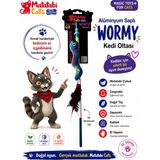 St. Morritz Al. Saplı Wormy Kedi Oltası, Sesli Peluş Kedi Oyuncaklı - Doğal Matatabi Içerikli