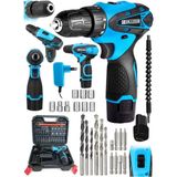 St. Morritz Alman Titan 32 V Sjs Çift Metal Şanzuman Çift Akülü Şarjlı Vidalama Matkap + 24 Parça Set Mavi Ar
