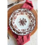 St. Morritz Antique Rose 6 Kişilik 19 cm Özel Tasarım Premium Porselen Pasta Tabağı Takımı Bordo Çiçek Desenli