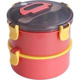 St. Morritz Bento 1600ML Yuvarlak Lunchbox Yeni Koleksiyon Çift Katlı Çelik Sefer Tası Yemek Kutusu