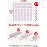 St. Morritz Beyaz Yeni Renk Sert Plastik 12'li Set Kaşıklık Çekmece Içi Modüler Düzenleyici White
