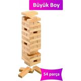 St. Morritz Büyük Boy Doğal Ahşap Denge Oyunu Kule Oyunu 54 Parça Ahşap Yapı Blokları Cenga