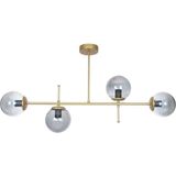 St. Morritz Çello Modern Lüks Tasarım Gold Renk Füme Camlı Tavan Yemek Masası Üstü -Salon 4 Lü Avize - 0-Siyah