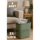 St. Morritz Colors Yeşil 2 Adet 21 Lt Dolap Içi Düzenleyici Organizer Oyuncak Kutusu Kapaklı Saklama Kutusu