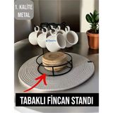 St. Morritz Dekoratif 6'lı Tabaklı Fincan Askılığı-Kahve Fincan Askı-Fincan Askısı-Standlı Fincan Düzenleyici-Fincanlık
