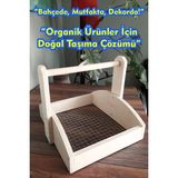 St. Morritz Doğal Ahşap Tel Sepet 38X34X32 cm | Yumurta Sepeti, Meyve Sepeti, Tarla ve Bahçe Hasat Sepeti