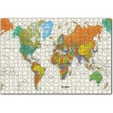 St. Morritz Dünya Haritası Sular Beyaz Renkte 500 Parça Puzzle Yapboz Mdf (Ahşap)
