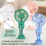 St. Morritz El Tipi Sulu Soğuk Buharlı Fan Şarjlı Mini Vantilatör 3 Kademeli USB Taşınabilir Masaüstü Fan Güçlü