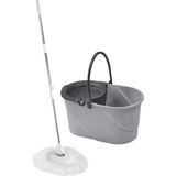 St. Morritz F187 Eko Balerina Otomatik Sıkm Temizlik Seti, Döner Başlıklı Mikrofiber Temizlik Mop Seti Gri