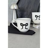 St. Morritz Fiyonk Porselen 2'li Kupa Mug Bardak Büyük Boy Siyah Kurdele Desenli - 0 - Siyah