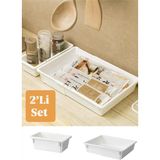 St. Morritz Flexi 2'li Set Uzayabilen Çekmece Içi Düzenleyici Mutfak Organizer -Makyaj Takı Dolap Organizer Seti