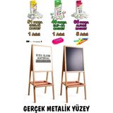 St. Morritz Gerçek Metal Yüzey Manyetik Özellikli Çift Taraflı I Ahşap Çocuk Yazı Tahtası