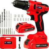 St. Morritz German 58V 5AH Pro Hummer Red Çift Akülü Yüksek Torq +24 Vidalama Şarjlı Matkap Set
