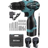 St. Morritz Germany Technology 36 V Metal Şanzıman Çift Akülü Şarjlı Vidalama Matkap + 24 Parça Set Mavi