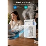 St. Morritz Glr HR001 Beyaz Sulu Fan Masa Üstü Mini Klima Vantilatör Işıklı Nemlendiricili Soğutucu Fan