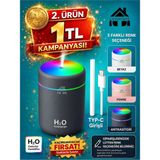 St. Morritz H2O Yeni Type-C Girişli 300 ml Ultrasonik Hava Nemlendirici Buhar Makinesi ve Aroma Difüzörü H2O