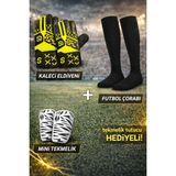 St. Morritz Kaleci Eldiveni + Mini Tekmelik + Futbol Çorabı Seti | Tekmelik Tutucu Hediyeli | Çocuk & Yetişkin - 001-Renkli - --