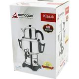 St. Morritz Klasik Çay Seti=demlik - Su Kazanı Elektrikli Semaver 60 Bardak 6lt - Tek Musluk 1500W Gizli Rezista