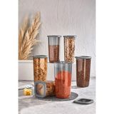 St. Morritz Kumsal Kare Saklama Kabı 6X1750ML Şeffaf Füme Un- Bakliyet- Çay- Şeker-Kiler Düzen Vp 053