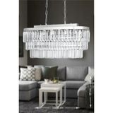 St. Morritz Linsa 70X30 Cm'lik Kristal Cam Taşlı Yemek Masası Üstü Lüks Avize - (Gümüş Yaldız) - 0-Siyah