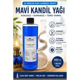 St. Morritz Mavi Kandil Yağı Kokusuz Dumansız Iç Mekan Gaz Lambası Yakıtı 400 ml + 1 Metre Fitil