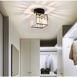 St. Morritz Modern Luxury Plafonyer Tavan Kristal Taşlı Avize Kare Hol Antre Avize Siyah - 0-Siyah