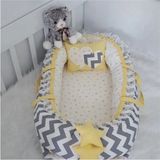 St. Morritz Nest Gri Zigzag ve Sarı Yıldız Kombin Lüx Jaju-Babynest Anne Yanı Bebek Yatağı