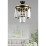 St. Morritz Paris 3'lü 2 Katlı Siyaha Gold Yaldızlı 30'luk Kristal Taşlı Modern Avize - 0-Siyah