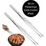 St. Morritz Paslanmaz Çelik Cımbız Maşa Pişirme Cımbızı Çelik Maşa 30CM Profesyonel Şef Cımbızı