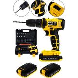 St. Morritz Şarjlı Matkap Vidalama Metal Dişli Çift Şanzıman Çift Akülü 24 V 5 Ah 24 Parça Set