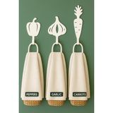 St. Morritz Set Beyaz 7 cm -- Sebze Figürlü 3’lü Mutfak Askı Seti Biber, Sarımsak Havuç Desenli Havlu Askısı