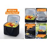 St. Morritz Termal Buzluk Piknik Çantası 40 Litre – Isı Yalıtımlı | Sıcak & Soğuk Tutar | Piknik, Kamp & Araba Içi | Siyah - -Olivine
