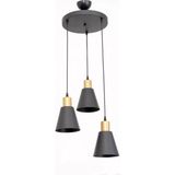 St. Morritz Trend Modern Sarkıt Metal Siyah Renkli Cafe -Yemek Masası Üstü -Salon 3 Lü Avize - 0-Siyah