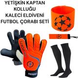 St. Morritz Yetişkin Şampiyonlar Ligi Kolluğu Kaleci Eldiveni Bilek Bandajlı Siyah Futbol Çorabı Seti - 001-Renkli - --