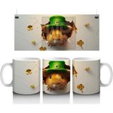 St. Patrick Şapkalı Tüylü Hamster – Baskılı Kahve Kupası - Renkli