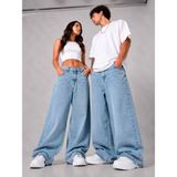 St.Poll Kar Yıkama Unisex Baggy Jean Pantolon - 0000-Mavi