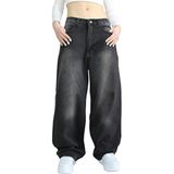 St.Poll Vintage Siyah Yıkamalı Baggy Jean Pamuklu Günlük Tarz XL Beden Kadın Kullanıma Uygun