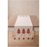 St Shopyteks %100 Pamuk Keten Bohem Punch Nakışlı Masa Runner – 30x140 cm Zarif ve Doğal Sofra Dekorasyonu