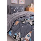 St Shopyteks Tek Kişilik Astronot Desenli Çift Taraflı Wellsoft Uyku Seti