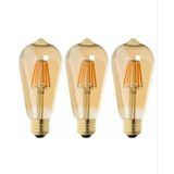 St64 Flamanlı 4w Rustik Led Ampul 3'lü Paket Günışığı Rengi