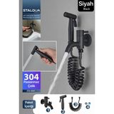 STA-5041 Banyo Alaturka Tuvalet Taharet Musluğu Spiralli Bide Özel Temizlik 7 Yıl Garantili Siyah, 304 Çelik