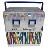 Sta 910380 Çift Uçlu Alkol Bazlı Marker 1mm/1-7mm Uç Kalem Seti 80'li (Renk) Taşıma Saplı Plastik Kutulu