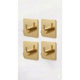 Staal 4’lü Gold Askı Seti – 304 Paslanmaz Çelik, Parlak Altın Kaplama, Banyo & Mutfak , Güçlü Yapışkanlı