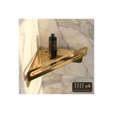 Staal Gold Köşe Duş Rafı – Şampuanlık 15x15 cm Parlak Gold Paslanmaz Çelik Banyo Rafı, 4 Vidalı Montaj