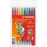 Stabilo 222 Trio 2in1 Çift Uçlu Keçeli Kalem 10 Renk Ergonomik Tasarım ile Kullanım Kolaylığı