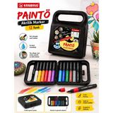 Stabilo 791/12 Paınto 12 Renk Akrilik Marker Seti Su Bazlı Çok Yüzeyli Boya Kalemi Çantalı - Standart - Çok Renkli