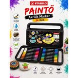 Stabilo 791/24 Paınto 24 Renk Akrilik Marker Seti Su Bazlı Çok Yüzeyli Boya Kalemi Çantalı - Standart - Çok Renkli