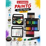 Stabilo 791/48 Paınto 48 Renk Akrilik Marker Seti Su Bazlı Çok Yüzeyli Boya Kalemi Çantalı - Standart - Çok Renkli