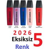 Stabilo Boss 2026 Colors Wildflower Edition Bayrak kırmızılı 5'li Fosforlu SET